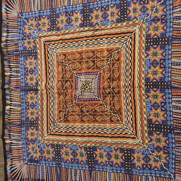 Bob Mackie 100% silk scarf Tribal - Picture 3 of 3